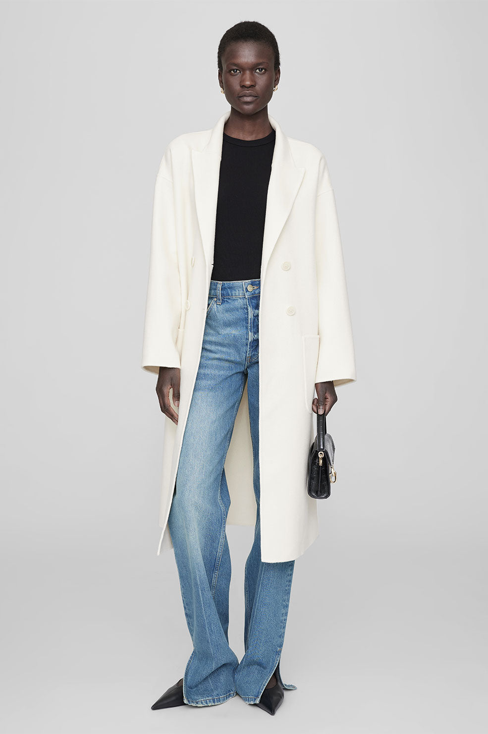 Dylan Coat Ivory Cashmere Blend