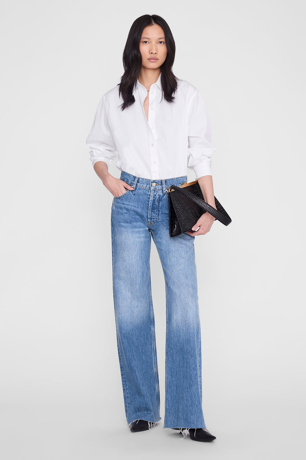 ANINE BING Essie Shirt - White - on model front