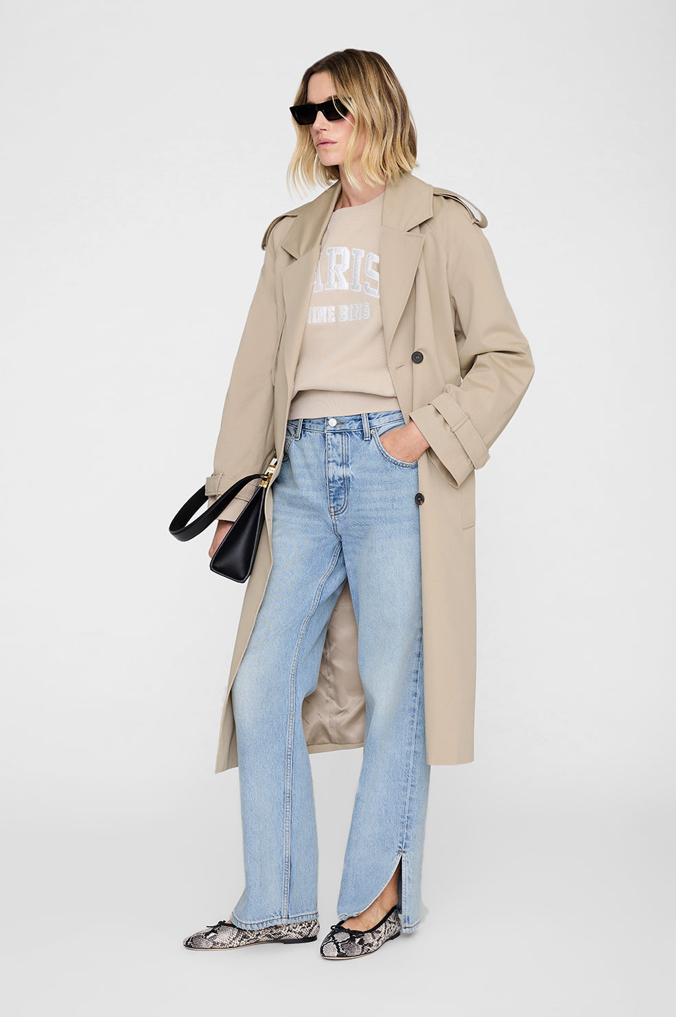 ANINE BING Harry Shrunken Sweatshirt Paris - Beige – ANINE BING EU