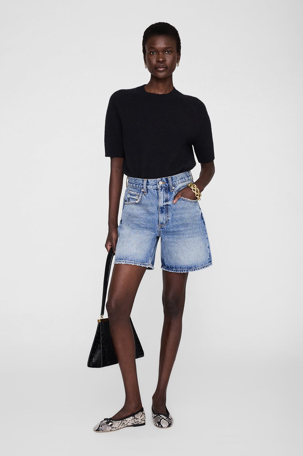 ANINE BING Heath Short - Caspian Blue - on model front