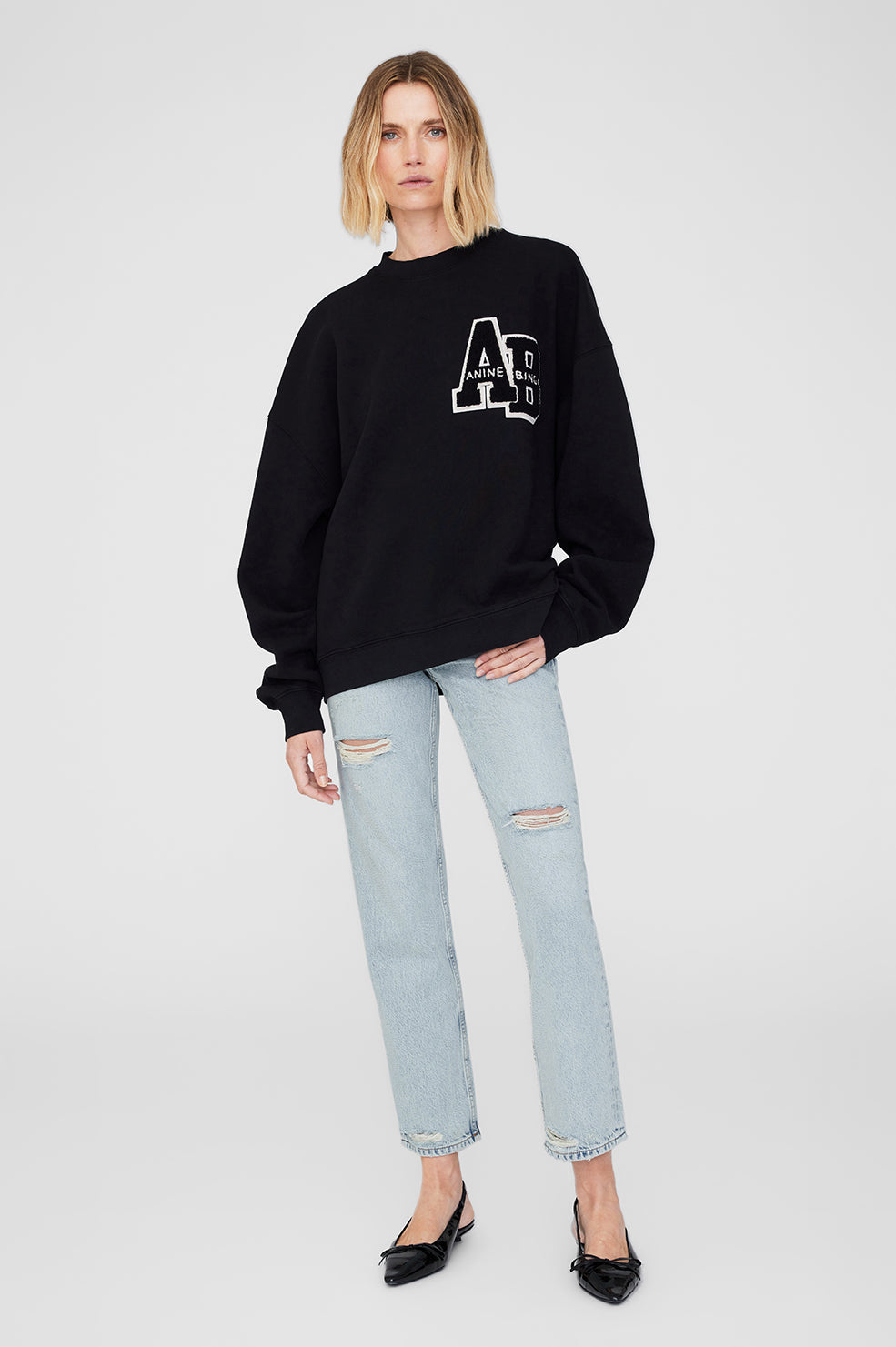 ANINE BING Miles Sweatshirt Letterman - Black