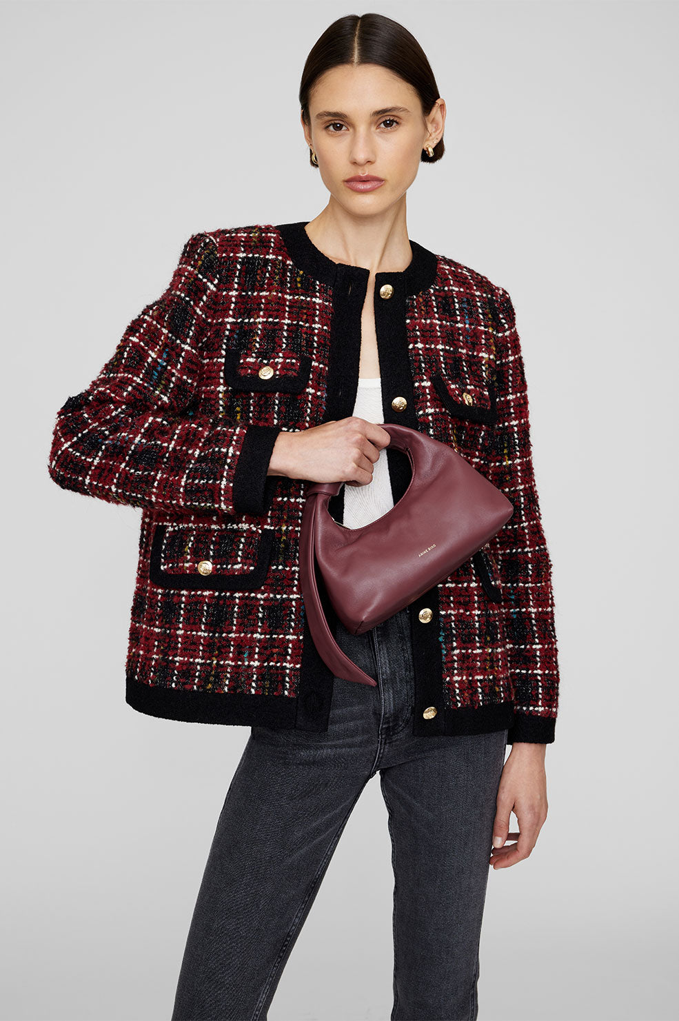 Louis Vuitton Cherry Burgundy Zip Button Wool Blazer Suit Jacket