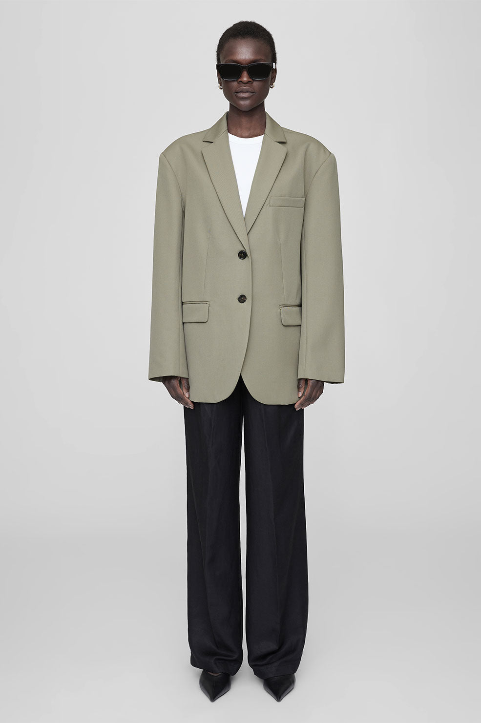 ANINE BING Quinn Blazer - Green Khaki Model Second