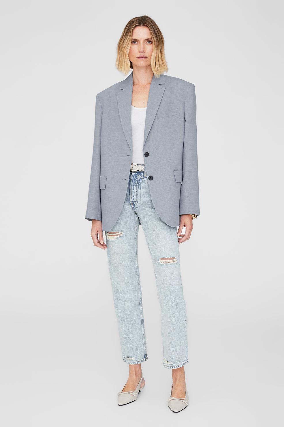ANINE BING Quinn Blazer - Steel Blue