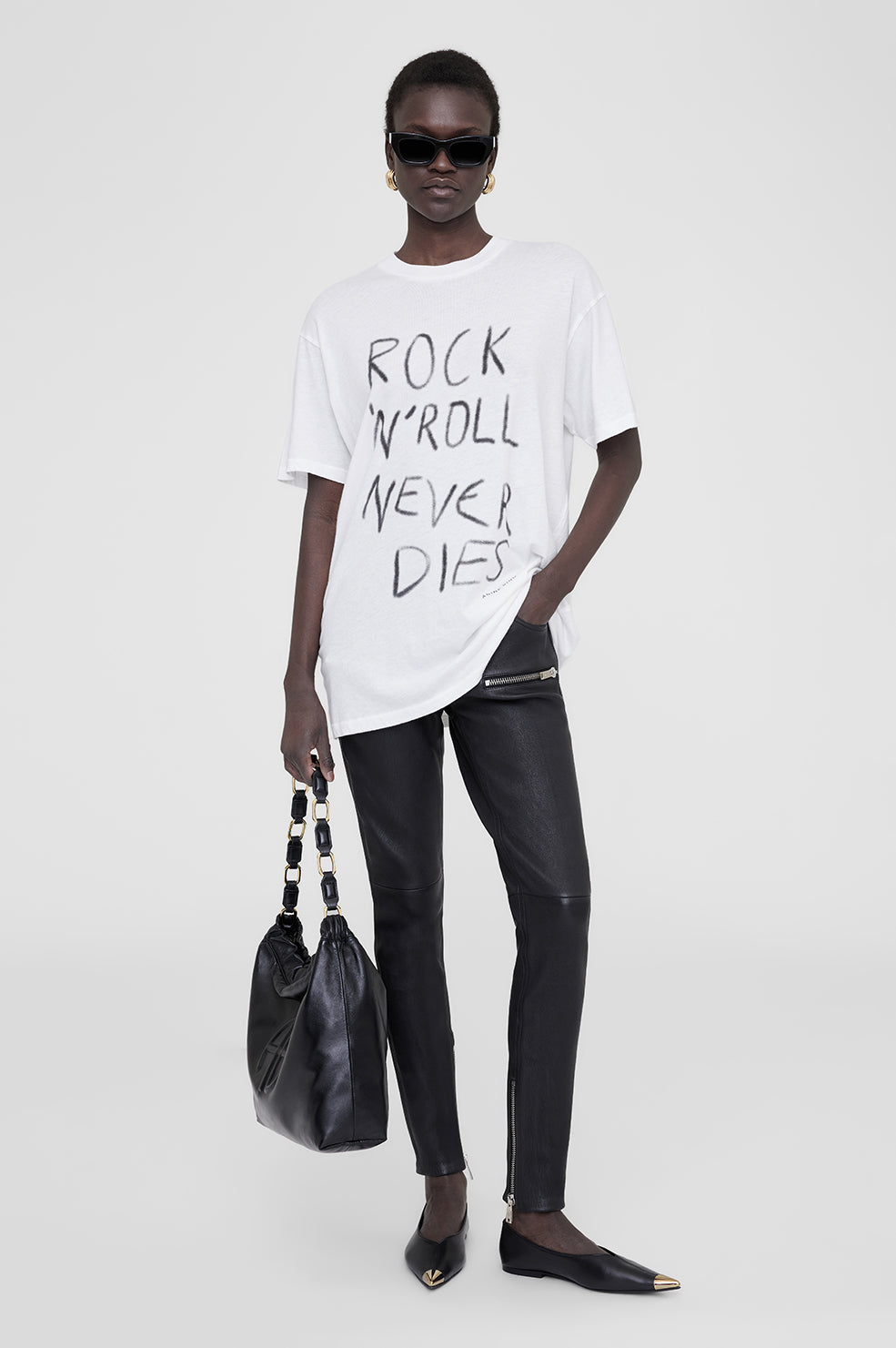 ANINE BING Walker Tee Rock N Roll Ivory ANINE BING EU