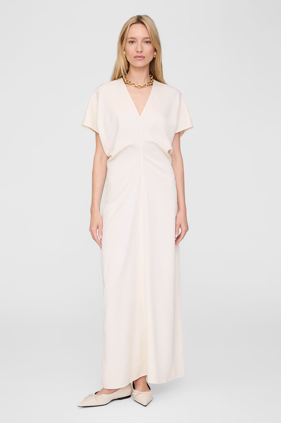 anine bing white silk dress ANINE BING Madison Silk Mini Boho Dress White