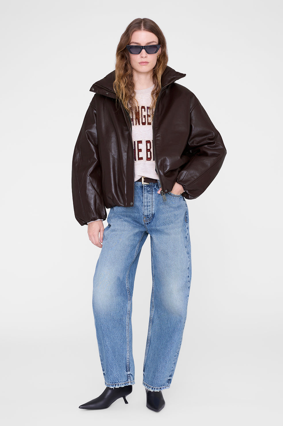 ANINE BING Cyrus Jacket - Deep Brown - on model front