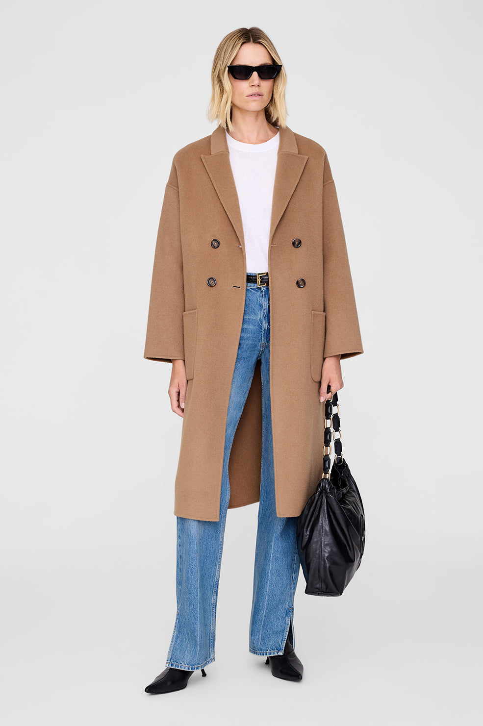 ANINE BING Dylan Coat - Camel Cashmere Blend - On Model Front