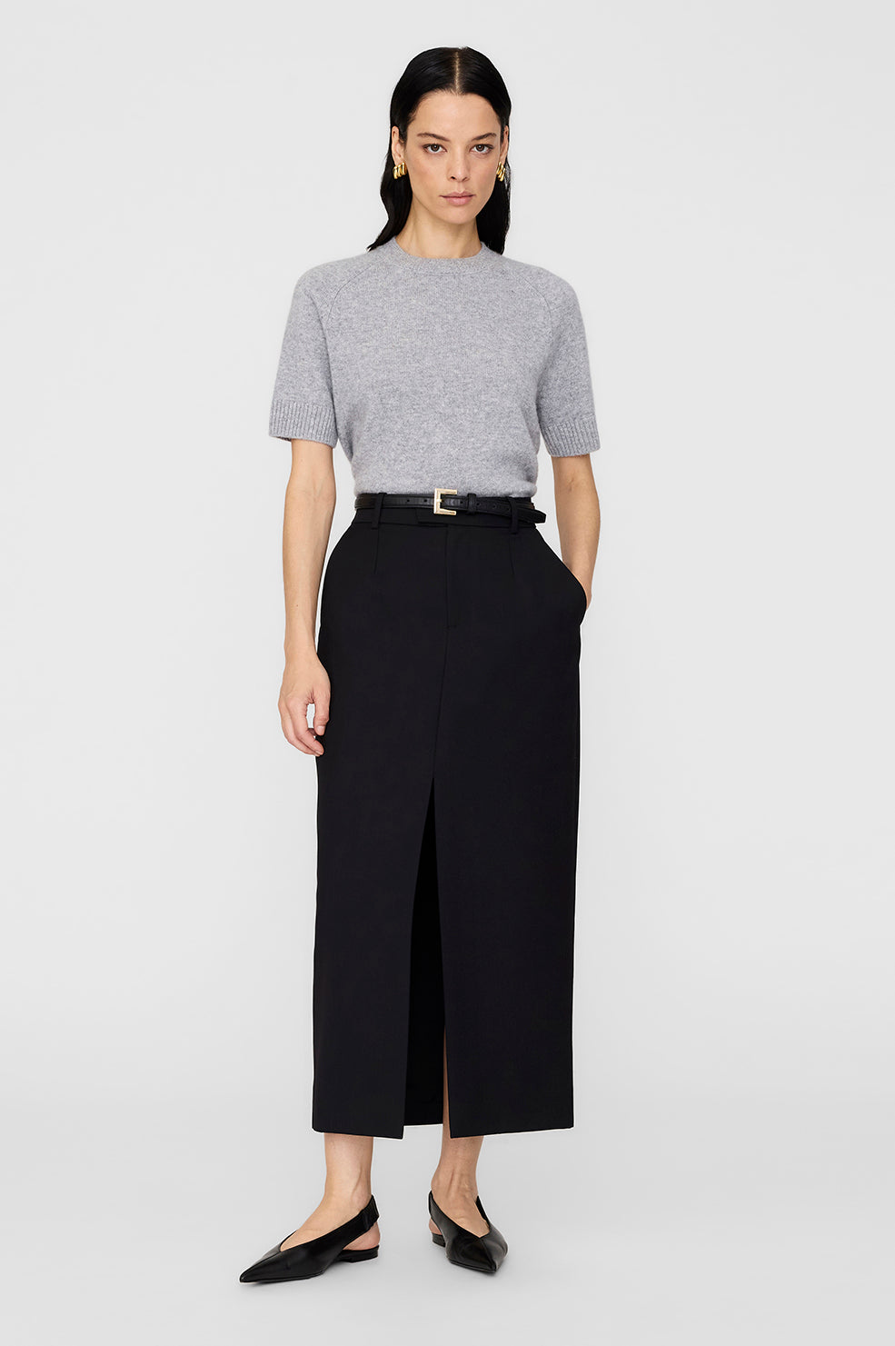 ANINE BING Meredith Skirt - Black - On Model Front