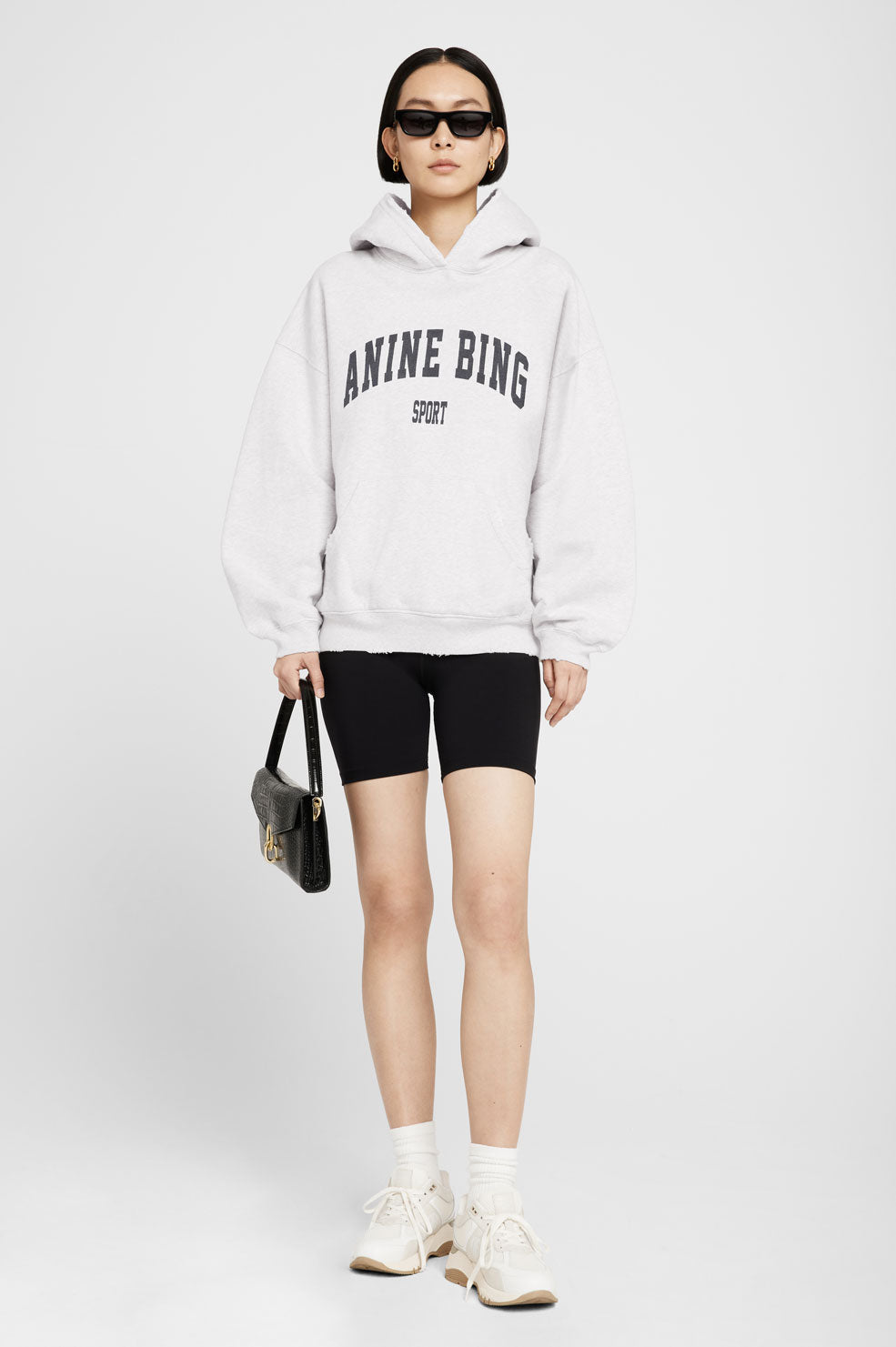 Anine Bing Harvey Sweatshirt in Dusty Olive - Black White Denim