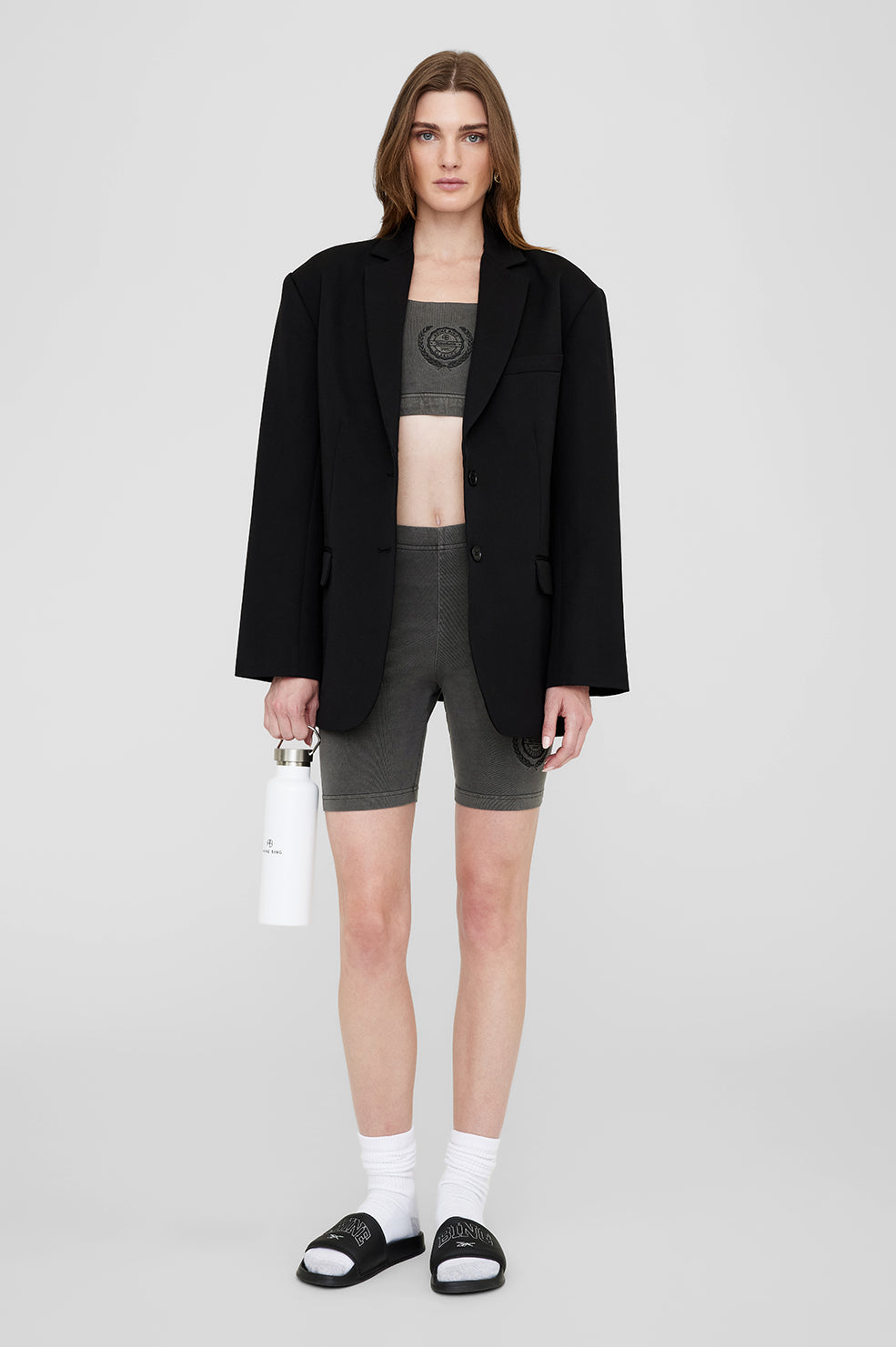 Reebok x ANINE BING Bike Short - Medium Grey Heather View 1