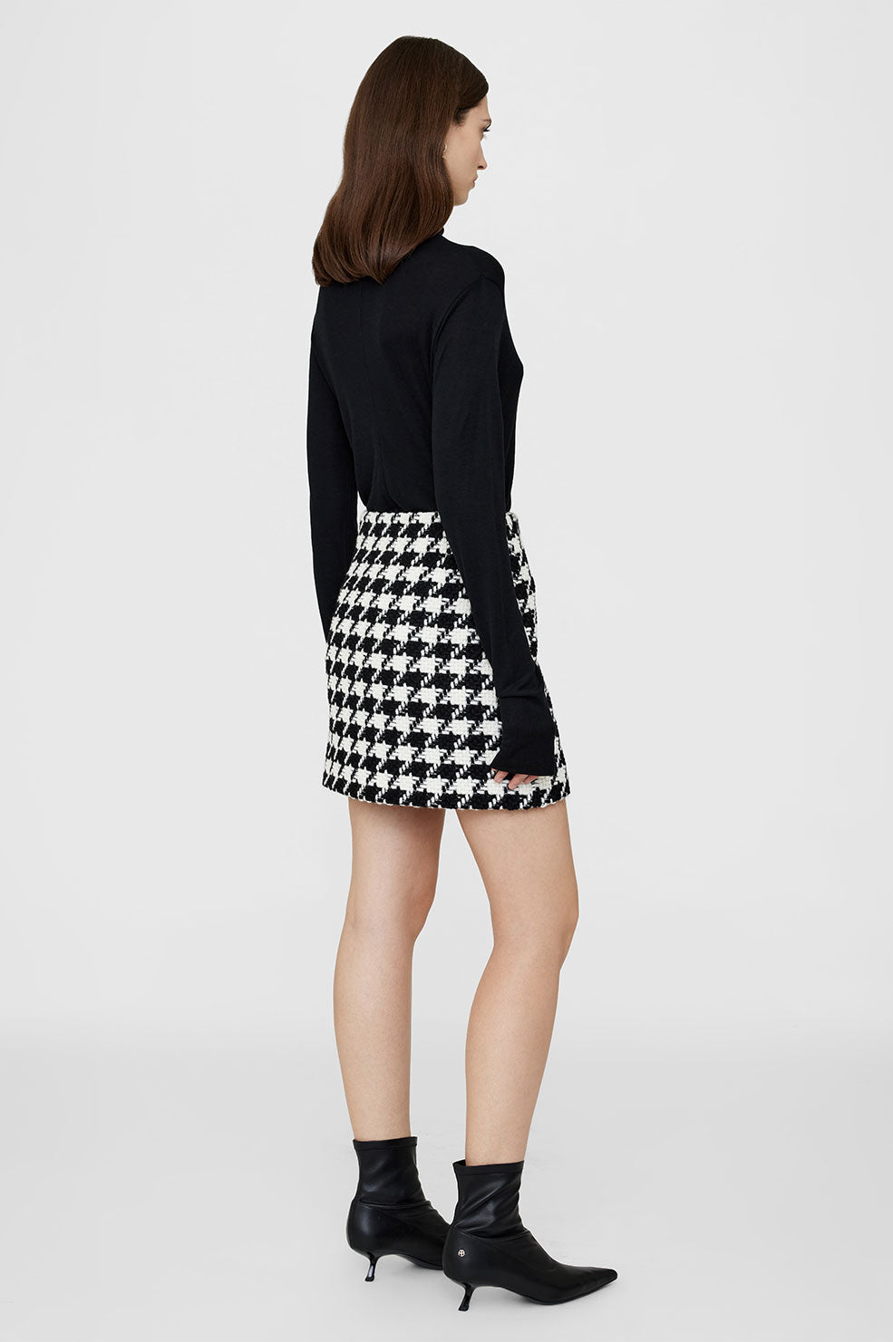Ada Skirt - Black And White Houndstooth View 2