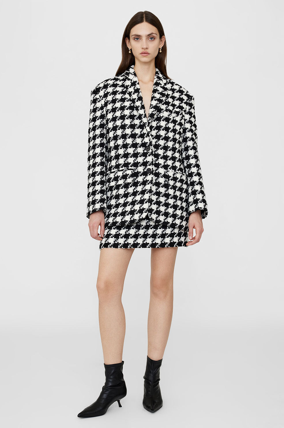 Ada Skirt - Black And White Houndstooth View 5