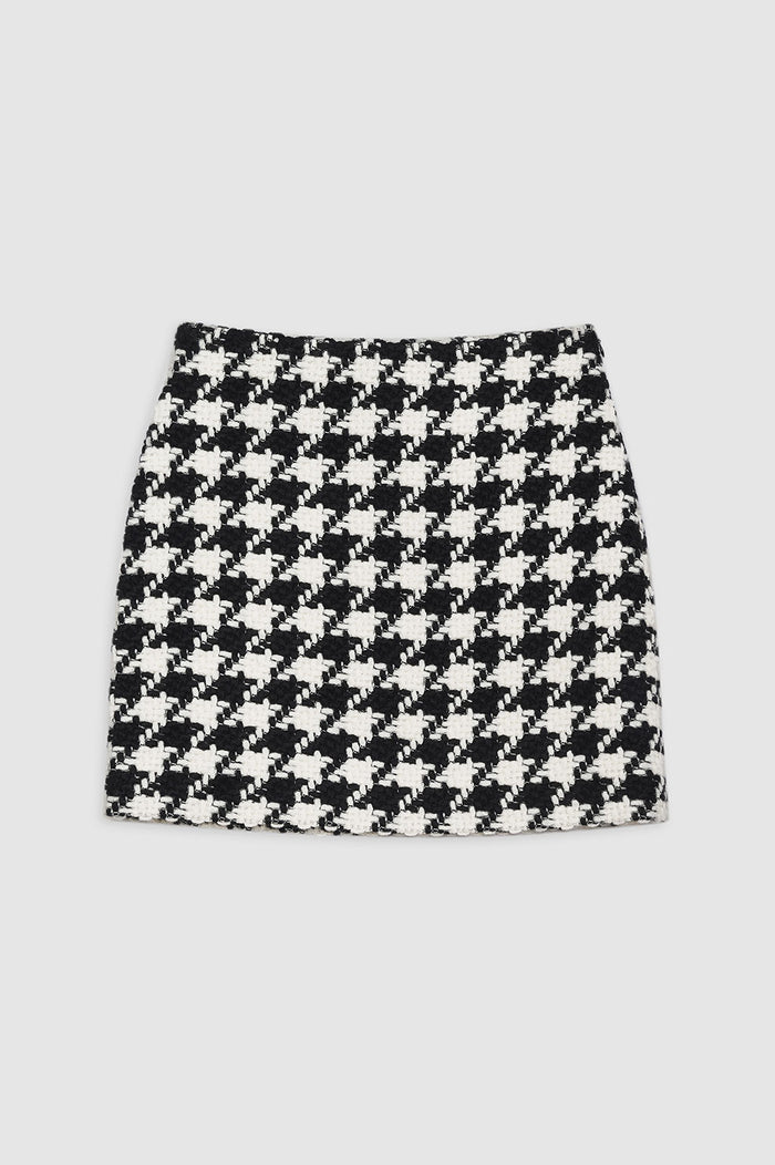 ANINE BING Ada Skirt - Black And White Houndstooth - Front View