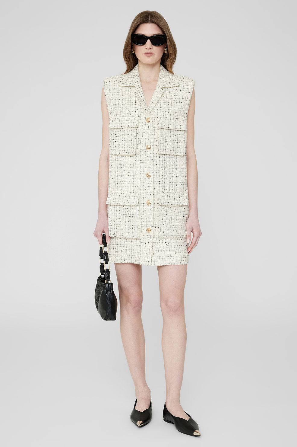 Alden Dress - Cream And Black Tweed