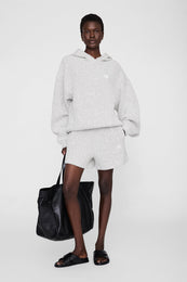 ANINE BING Alec Hoodie Framed Monogram - Ivory And Black - on model front