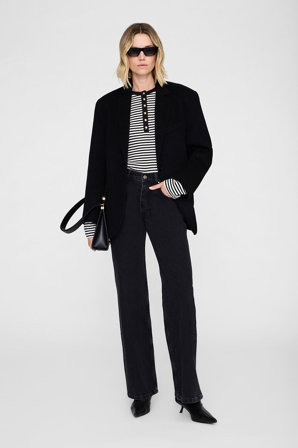 Alessia Long Sleeve Tee - Cream And Black Stripe