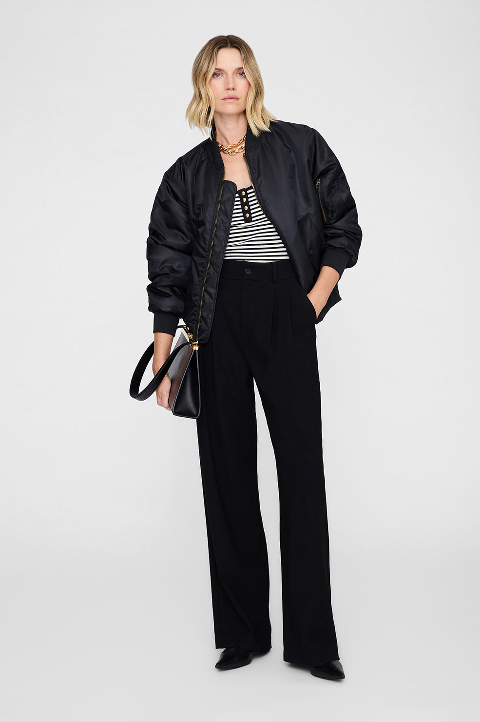 Alessia Tank - Cream And Black Stripe