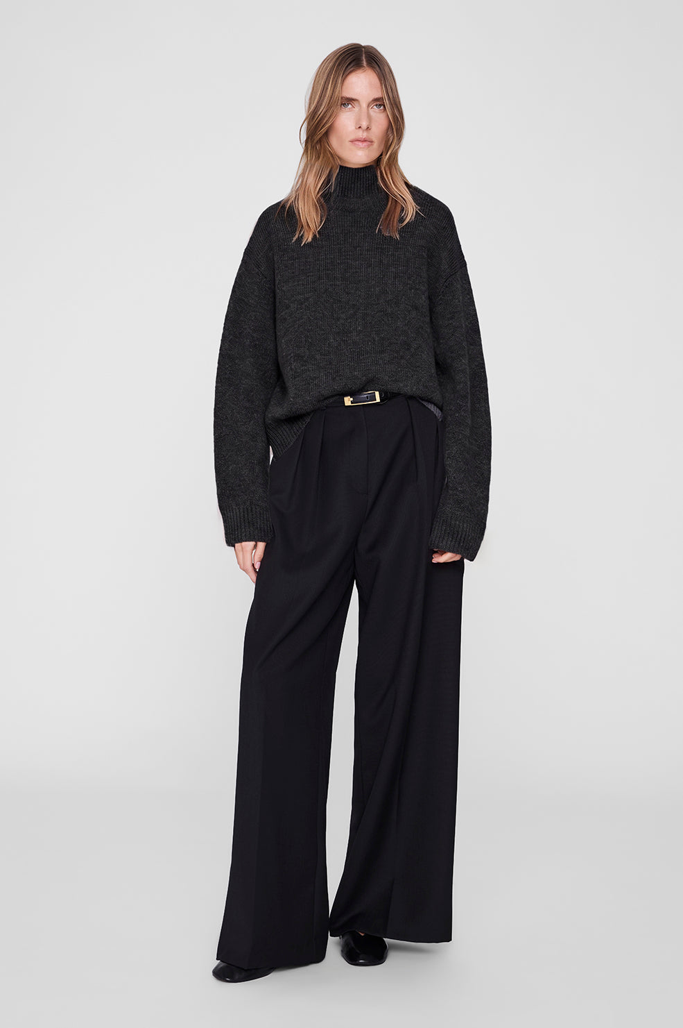 Alma Turtleneck Sweater - Charcoal