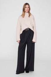 ANINE BING Alma Turtleneck Sweater - Beige - on model front