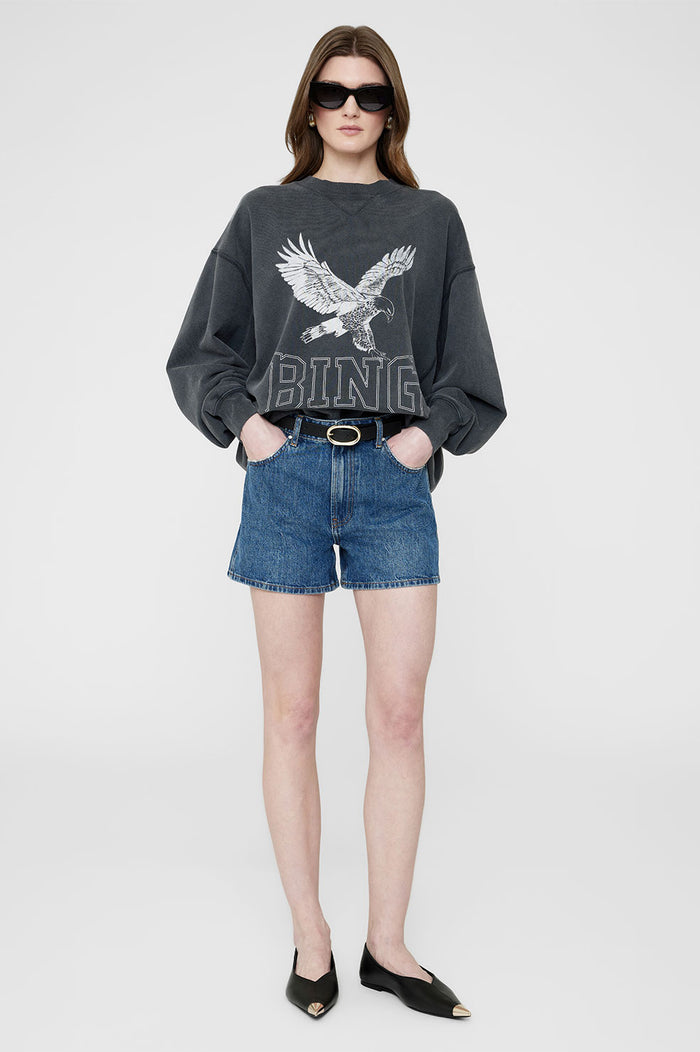 ANINE BING Alto Sweatshirt Retro Eagle - Washed Black