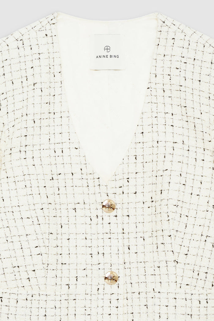 ANINE BING Anitta Jacket - Cream And Black Tweed