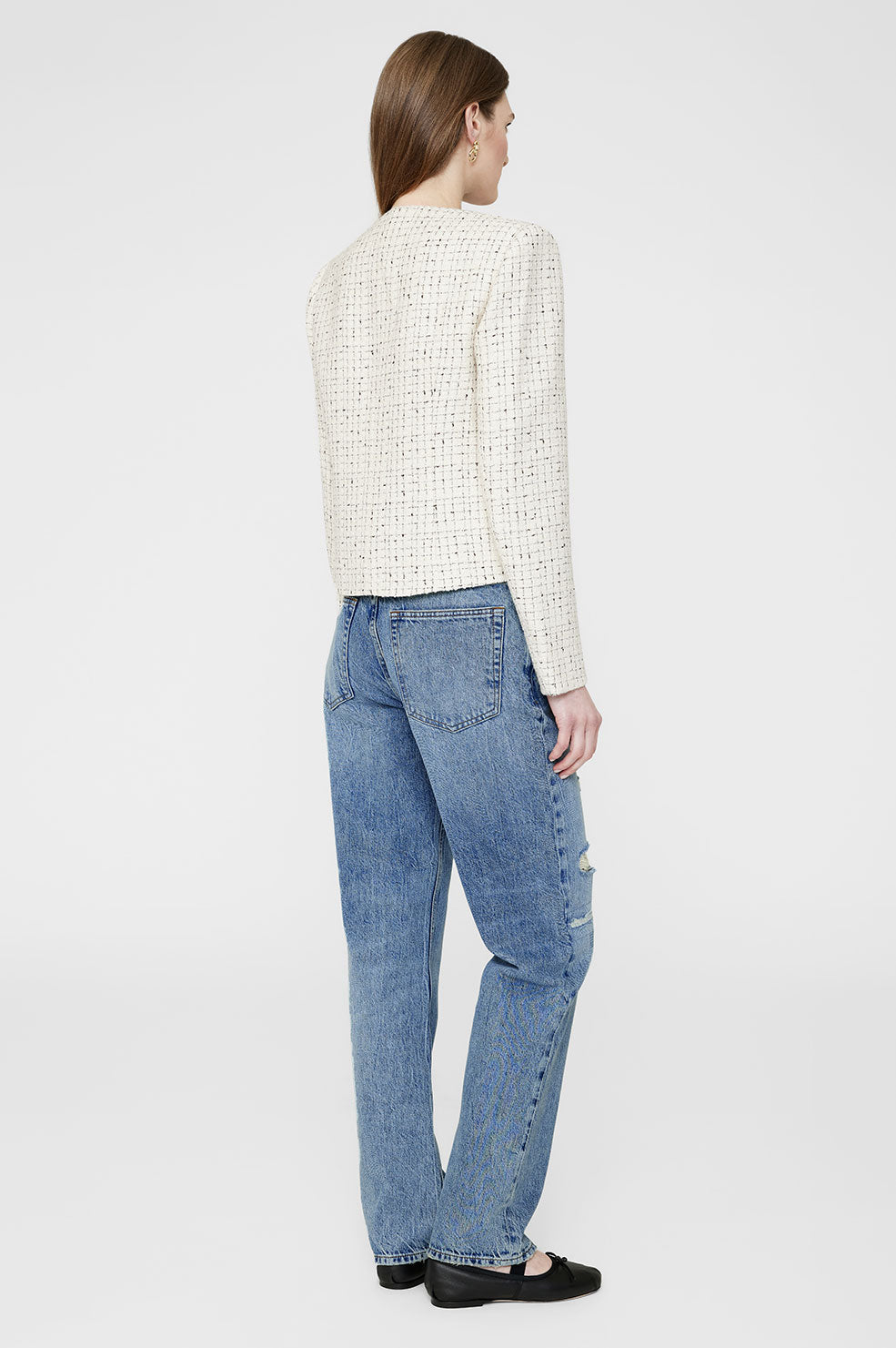 Anitta Jacket - Cream And Black Tweed View 2