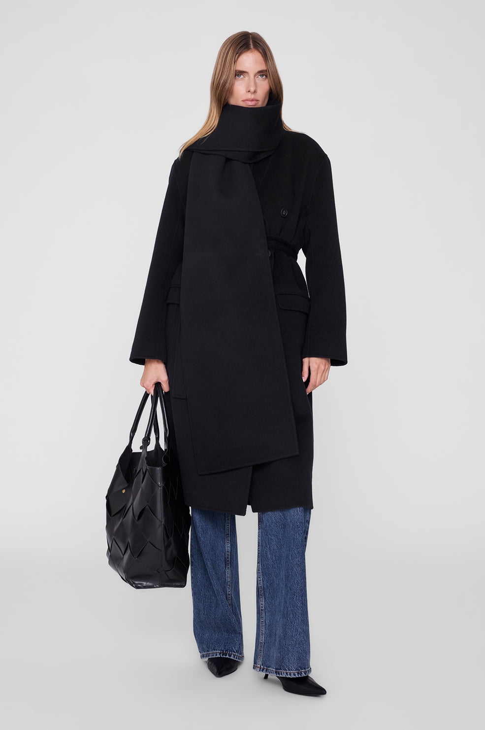 Ava Scarf - Black Cashmere Blend