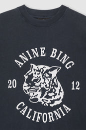 ANINE BING Avi Tee Collegiate Leopard - Washed Charcoal