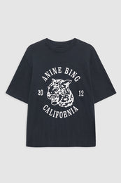 ANINE BING Avi Tee Collegiate Leopard - Washed Charcoal