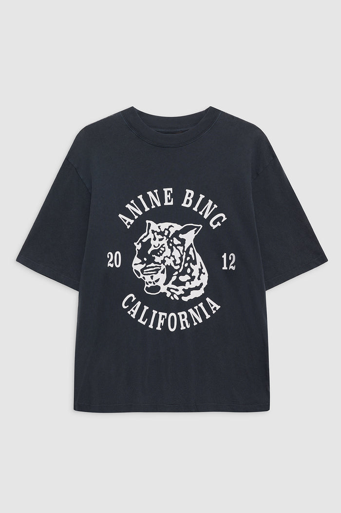 ANINE BING Avi Tee Collegiate Leopard - Washed Charcoal