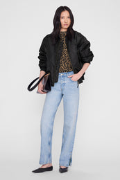 ANINE BING Avi Tee - Black And Brown Leopard - on model front second image