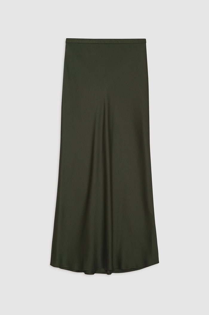 ANINE BING Bar Silk Skirt - Dark Olive