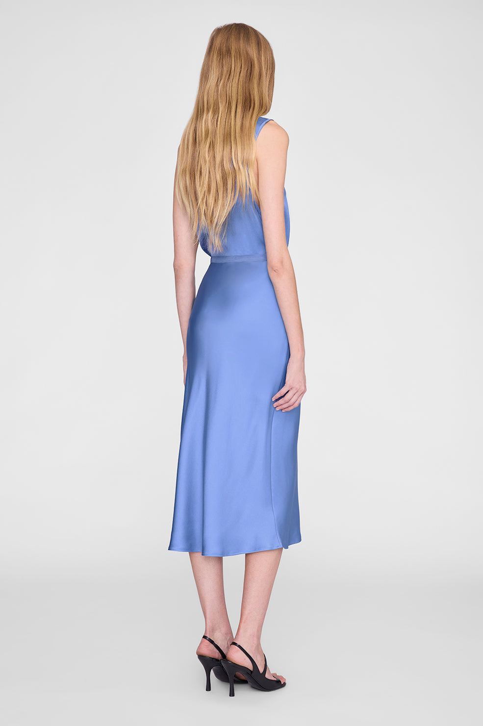 Bar Silk Skirt - Storm Blue View 2
