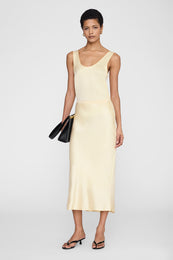 ANINE BING Bar Silk Skirt - Butter Yellow - on model front