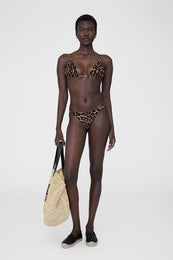 ANINE BING Bellamy Bikini Top - Black And Brown Leopard