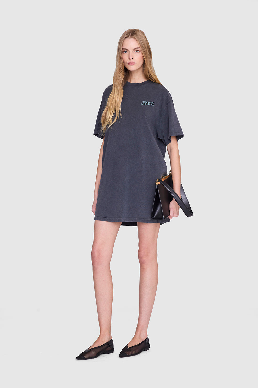 Beth Mini Dress Palm - Washed Black View 1