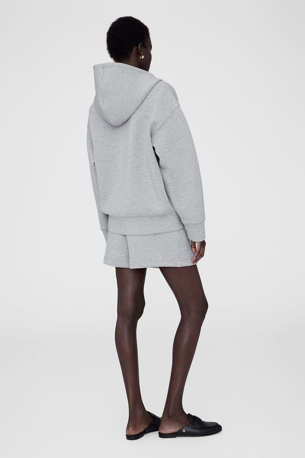 Bond Zip Up Hoodie Framed Monogram - Heather Grey View 2