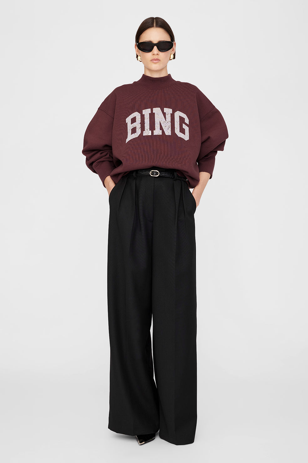 ANINE BING Bradie Sweatshirt Bing - Deep Burgundy