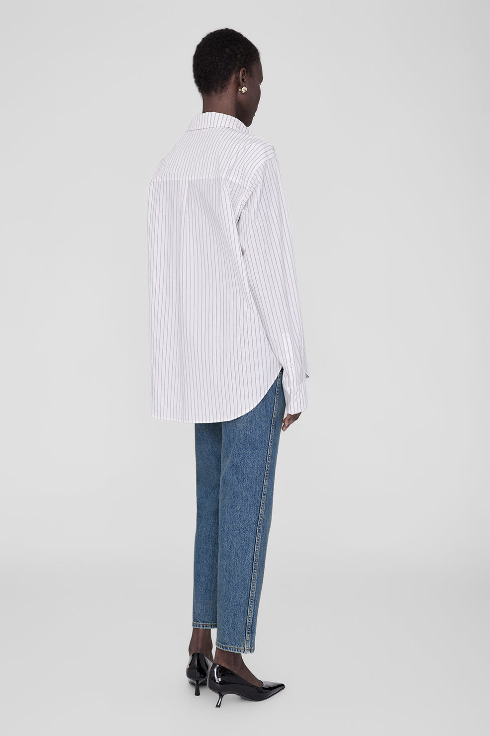 Braxton Shirt - White And Bordeaux Monogram Stripe View 2