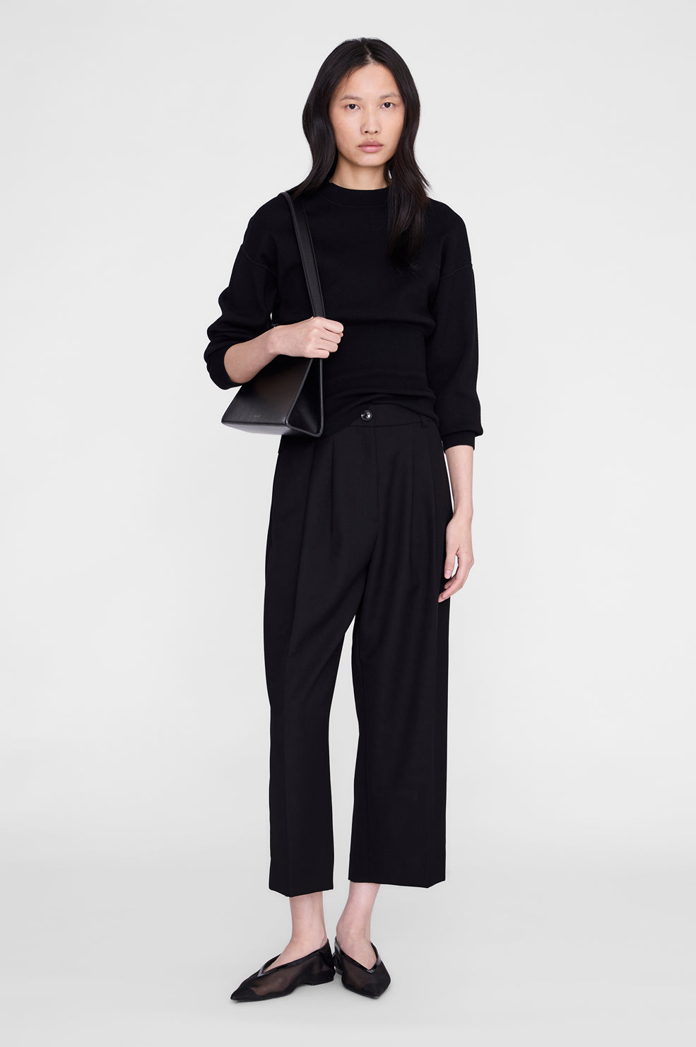ANINE BING Brice Chino - Black - on model front