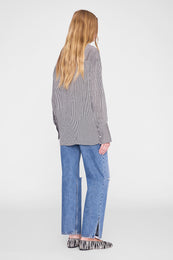 ANINE BING Bridget Shirt - White And Black Mini Stripe - on model back