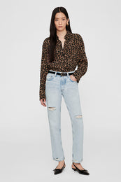 ANINE BING Bridget Shirt - Black And Brown Leopard