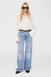 ANINE BING Bridget Shirt - Ivory And Black Pinstripe