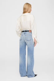 ANINE BING Bridget Shirt - Ivory And Black Pinstripe