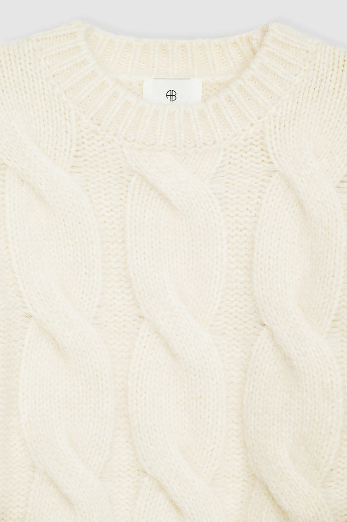 ANINE BING Brittany Sweater - Ivory Cable Stitch