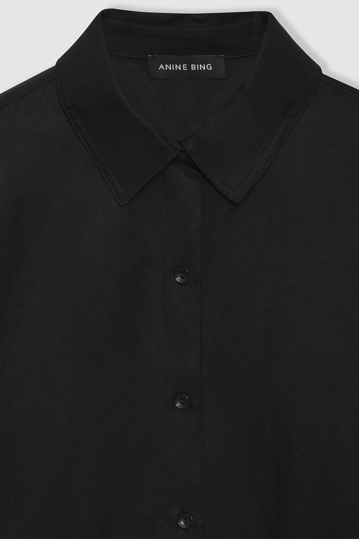 ANINE BING Bruni Shirt - Black Linen Blend