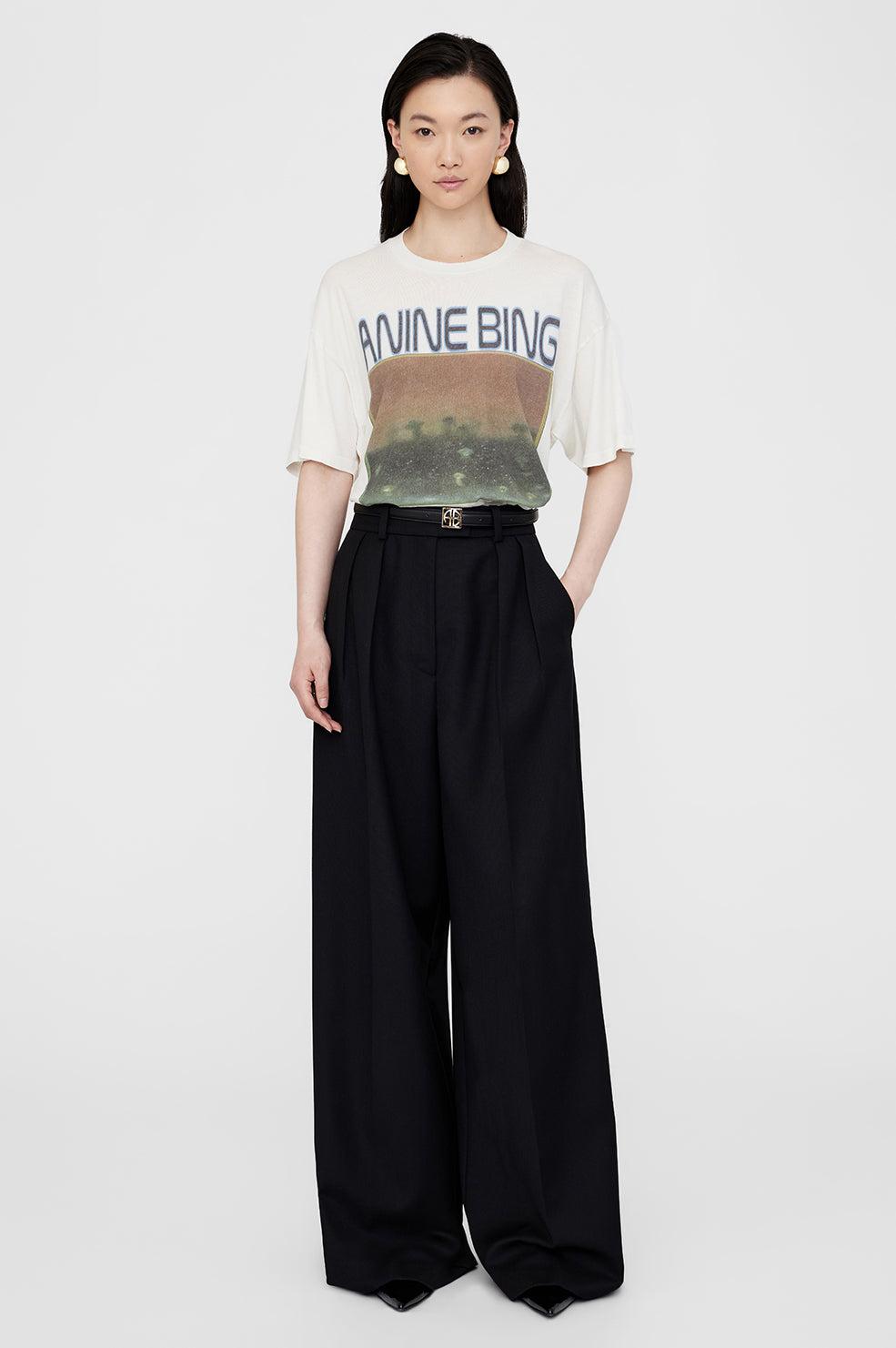 ANINE BING Cade Tee Mushrooms - Off White