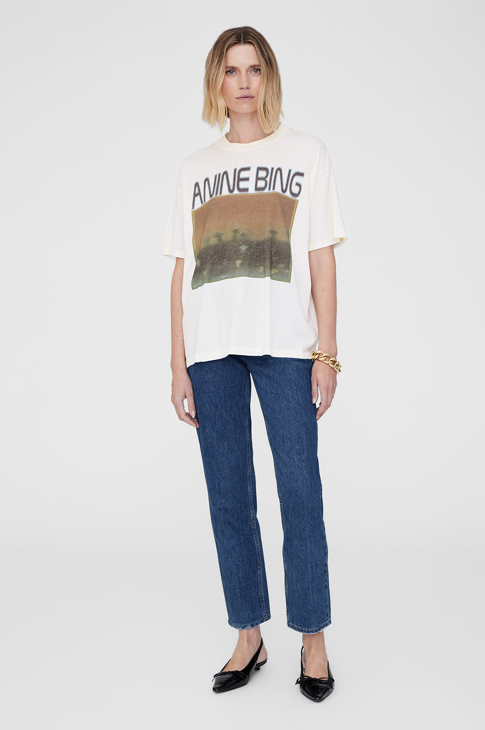 ANINE BING Cade Tee Mushrooms - Off White