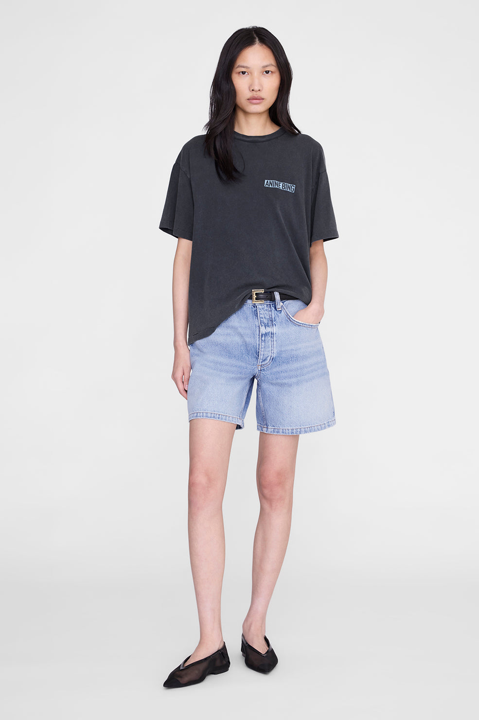 Cade Tee Palm - Washed Black View 1